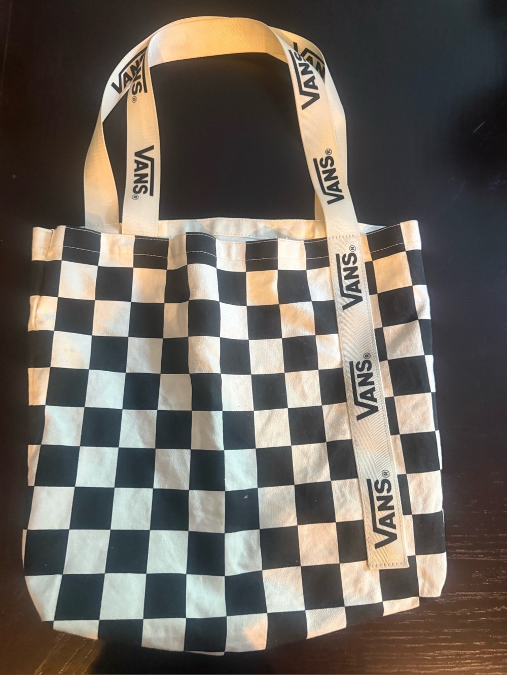 checkered Vans tote